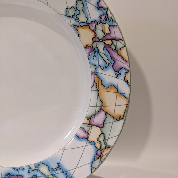 Vintage 1992 Vitromaster Atlas Side Plates 4 ceramic stoneware world globe - Picture 2 of 6